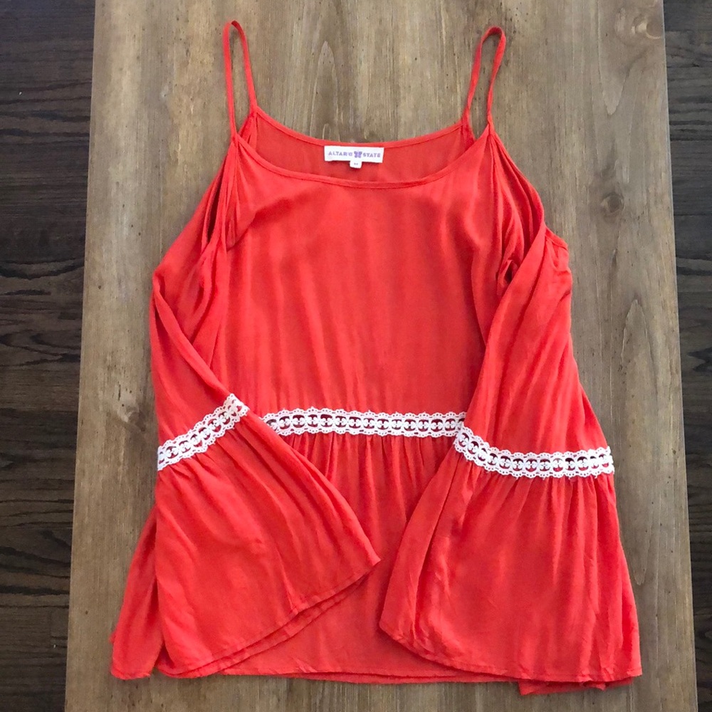 Altar’d State Open Shoulder Top with Bell Sleeves